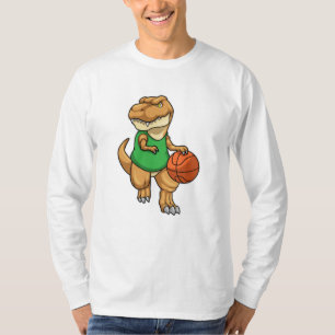Dinosaur at Sports with Basketball T-Shirt