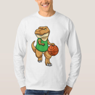Dinosaur at Sports with Basketball T-Shirt