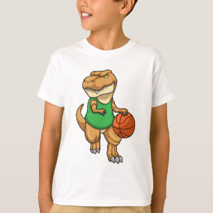 Dinosaur at Sports with Basketball T-Shirt