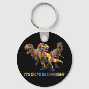 Dinosaur Autism Awareness design features a dinosa Keychain
