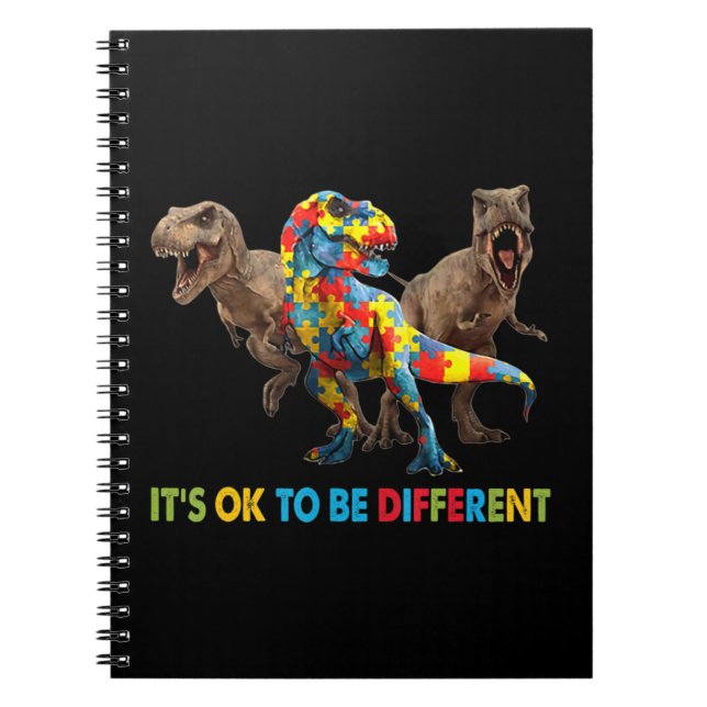 Dinosaur Autism Awareness design features a dinosa Notebook (Front)