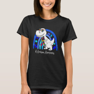 Dinosaur Autism Awareness Mom Kids Puzzle Pieces R T-Shirt