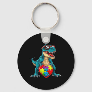 Dinosaur Autism Awareness Puzzle Pieces Boys Kids Keychain