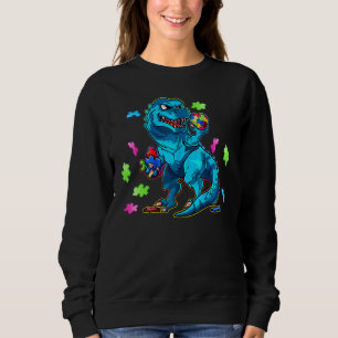 Dinosaur Autism Funny Kids Dinosaur T Rex Cute Boy Sweatshirt