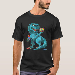 Dinosaur Autism Funny Kids Dinosaur T Rex Cute Boy T-Shirt