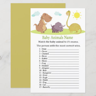 Dinosaur Baby Animals Name Game