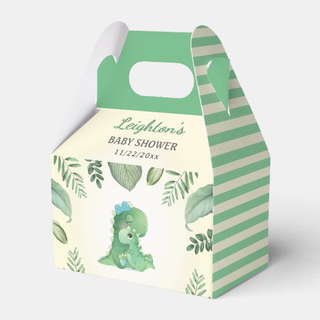 Dinosaur Baby Boy Shower Sprinkle Wild Dino Party Favor Box (Front Side)