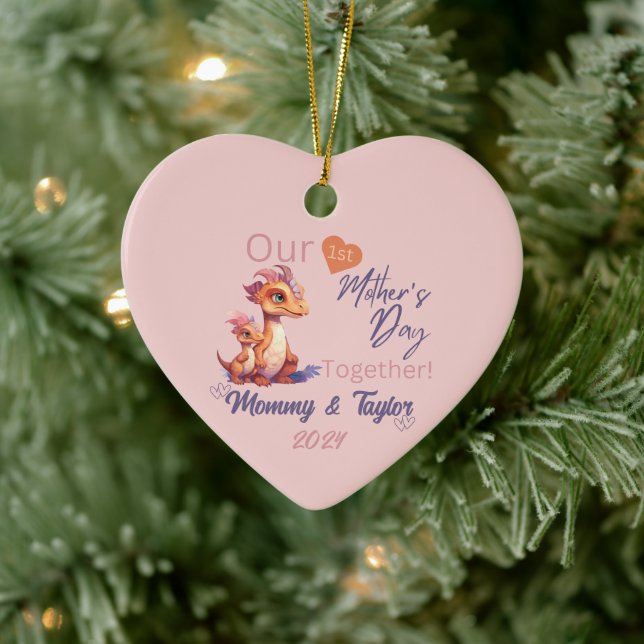  Dinosaur & baby, Our First Mother's day Together Ceramic Ornament (Tree)
