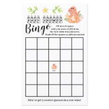 Dinosaur Baby Shower Bingo Game Card