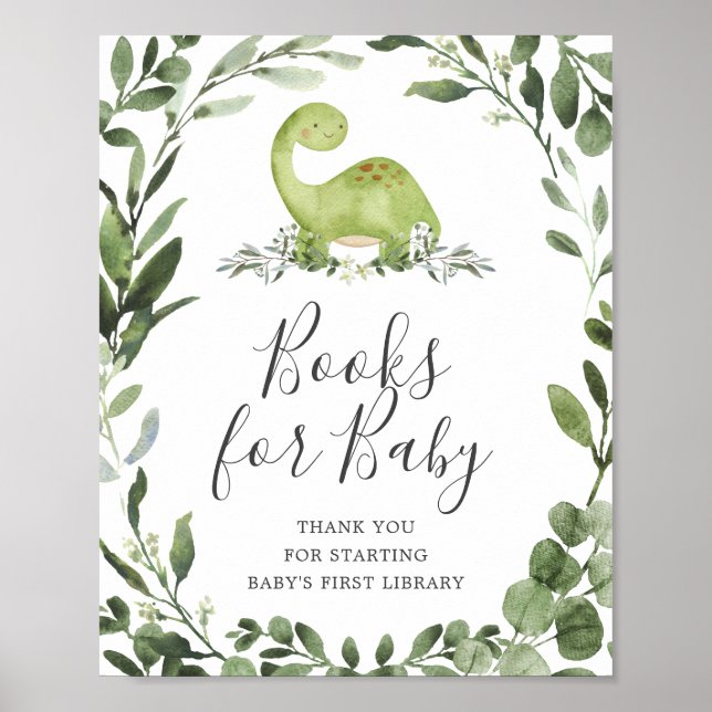 Dinosaur Baby Shower Books For Baby Sign (Front)
