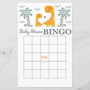 Dinosaur baby shower carte de bingo, Dino bingo