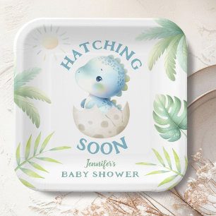 Dinosaur Baby Shower Cute Dino Boy Paper Plate