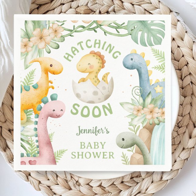 Dinosaur Baby Shower Cute Dino Paper Napkin (Creator Uploaded)