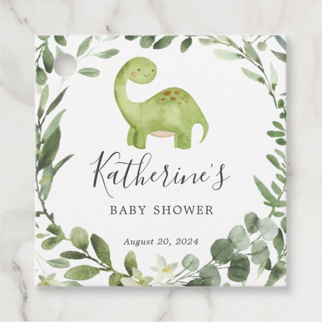 Dinosaur Baby Shower Favour Tag (Front)