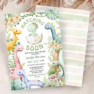 Dinosaur Baby Shower Green Dino Gender Neutral Invitation