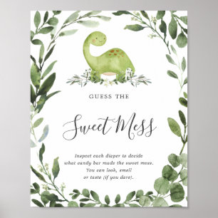 Dinosaur Baby Shower Guess The Sweet Mess Sign