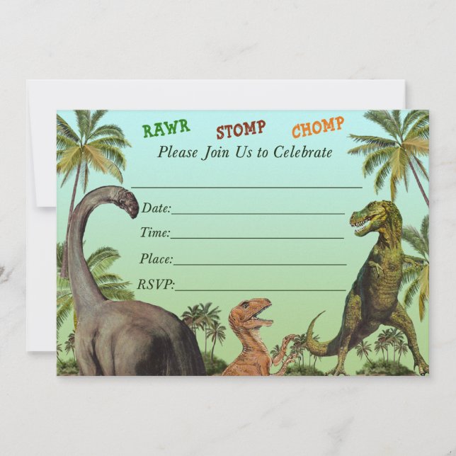 Dinosaur baby shower invitation (Front)