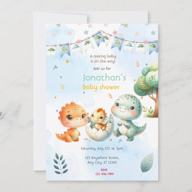 Dinosaur Baby Shower Invitation (Front)