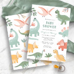 Dinosaur Baby Shower Invitation<br><div class="desc">Invite your loved ones to celebrate your upcoming little miracle with our Dinosaur Baby Shower Invitation. Crafted with love, this delightful range of invitations is perfect for both baby boys and baby girls, as we've designed it to be truly gender-neutral. The dinosaurs have been hand-painted in bright, joyful hues of...</div>