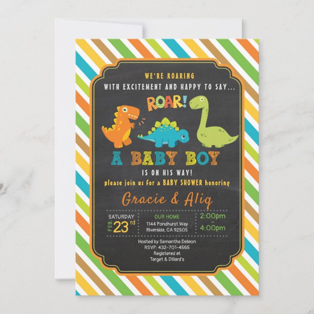 Dinosaur baby shower invitation BOY (Front)