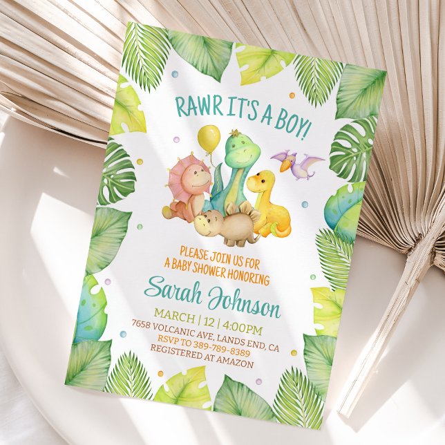 Dinosaur Baby Shower Invitation Boy (Dinosaur Baby Shower Invitation Boy)