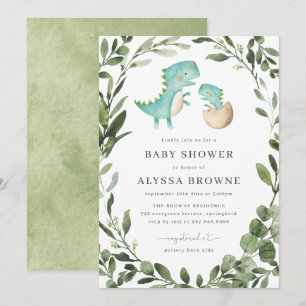 Dinosaur Baby Shower Invitation   Cute Dino Theme