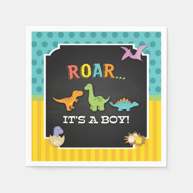 Dinosaur Baby Shower Napkin (Front)