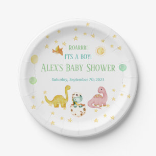 Dinosaur Baby Shower Paper Plate