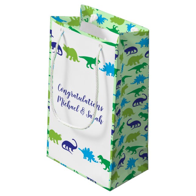 Dinosaur Baby Shower Small Gift Bag (Back Angled)