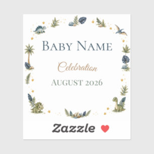 Dinosaur Baby Shower Stickers Cute Boy Favours