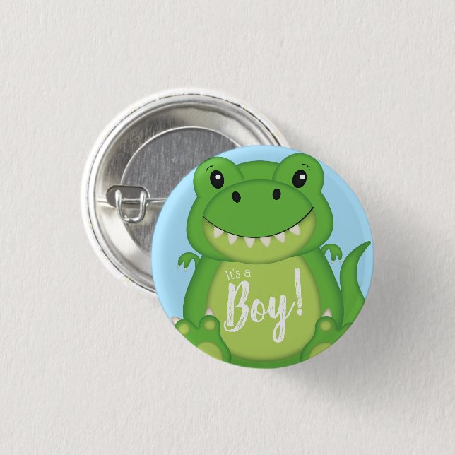 Dinosaur Baby Shower T-Rex 1 Inch Round Button (Front & Back)