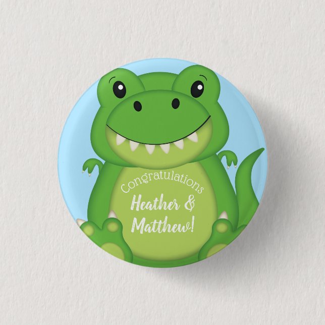 Dinosaur Baby Shower T-Rex 1 Inch Round Button (Front)