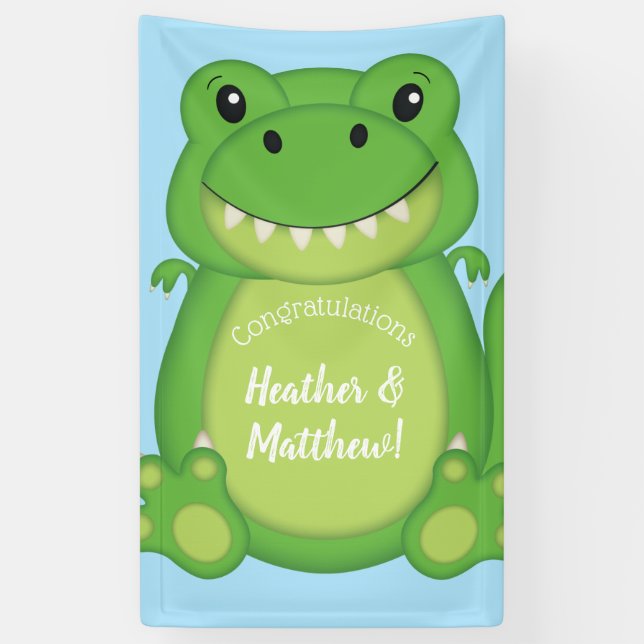 Dinosaur Baby Shower T-Rex Banner (Vertical)