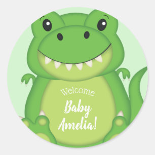 Dinosaur Baby Shower T-Rex  Classic Round Sticker