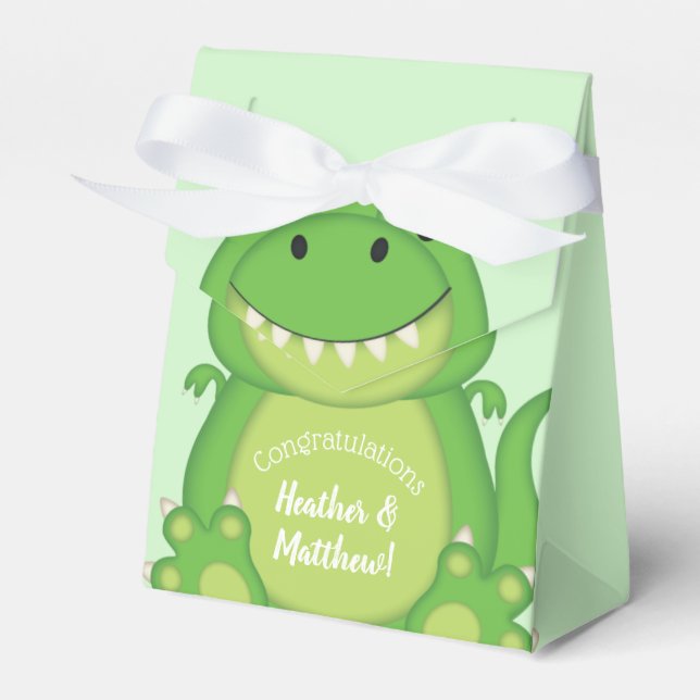 Dinosaur Baby Shower T-Rex  Favor Box (Front Side)