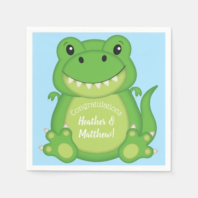 Dinosaur Baby Shower T-Rex Napkin (Front)