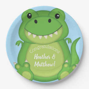 Dinosaur Baby Shower T-Rex Paper Plate
