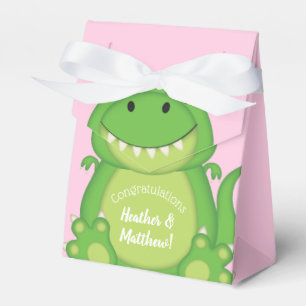 Dinosaur Baby Shower T-Rex Pink Girl Favor Box