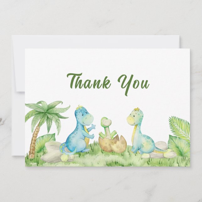 Dinosaur Baby Shower Thank You Card (Front)