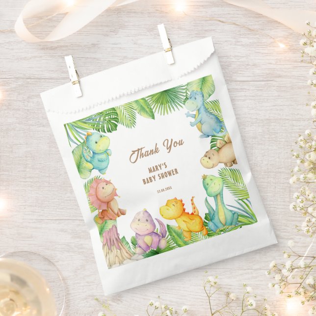 Dinosaur Baby Shower Thank You Favour Bag (Clipped)
