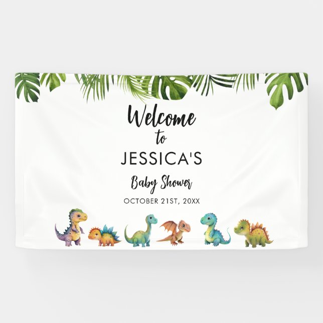 Dinosaur Baby Shower Welcome Banner (Horizontal)