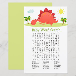 Dinosaur Baby Shower Word Search Game