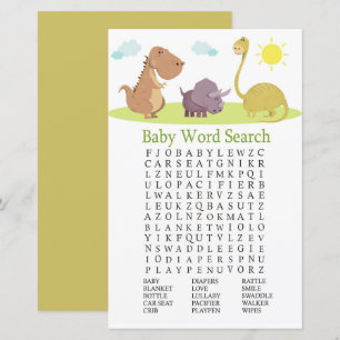 Dinosaur Baby Shower Word Search Game