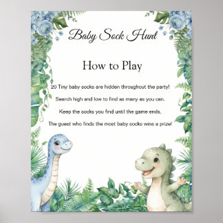 Dinosaur Baby Sock Hunt Baby Shower Game Sign