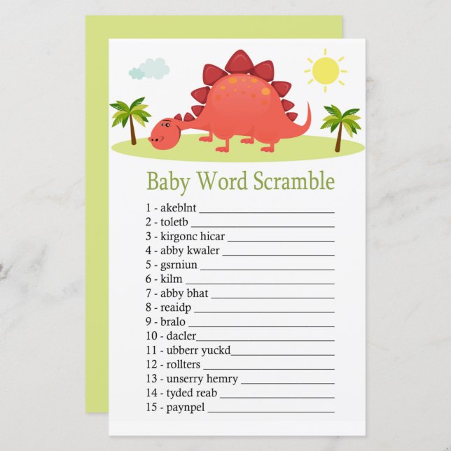 Dinosaur Baby word scramble game (Front/Back)