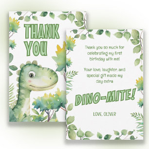 Dinosaur Baby's 1st Birthday Dino-Mite Thank You Card