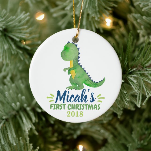 Dinosaur Baby's First Christmas Ornament (Tree)