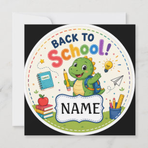 Dinosaur Back to School Bookplate Label Invitation