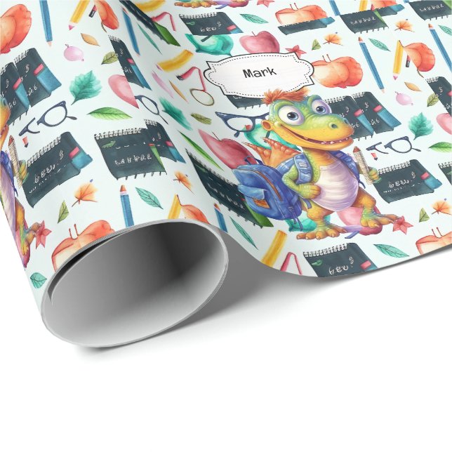 Dinosaur Back to School theme for Student  Wrapping Paper (Roll Corner)