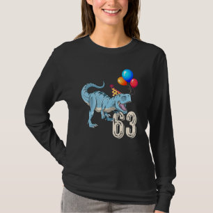 Dinosaur Balloon Rex 63rd Birthday Kid Boy Girl T-Shirt